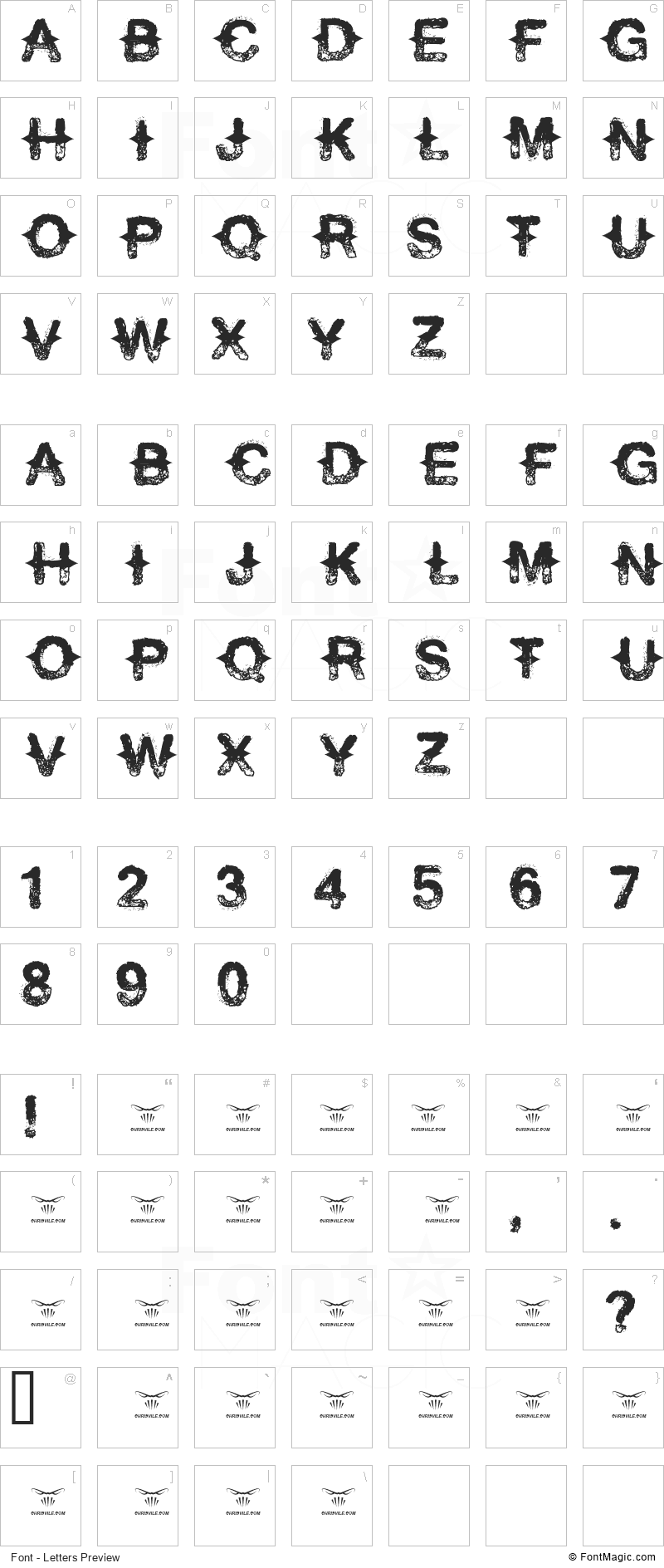 Never Speak Of Font - All Latters Preview Chart